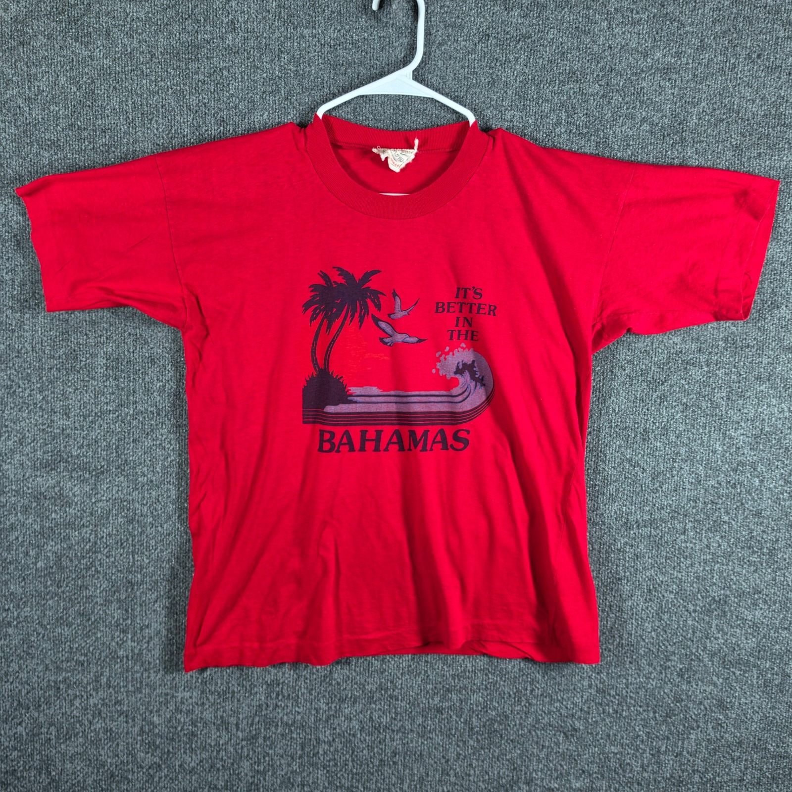 Vtg 70s Its Better In The Bahamas Graphic Shirt Mens 44 Single Stitch All Cotton